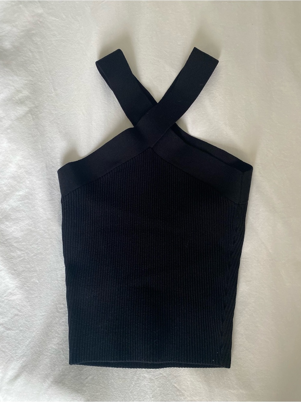 Aritzia Black Ribbed Cross-Strap Tank Top